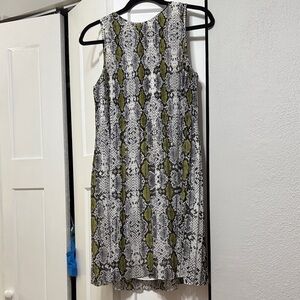 Halogen Snake Print Mini Dress - Black, White, Green